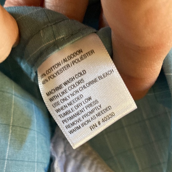 Men Haggar blue white plaid short sleeve button down shirt size S - Picture 5 of 8